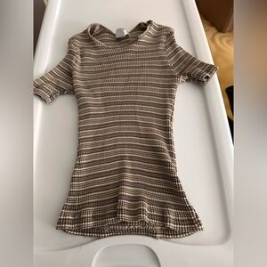 Thrifted Ribbed Body Con Striped T-Shirt